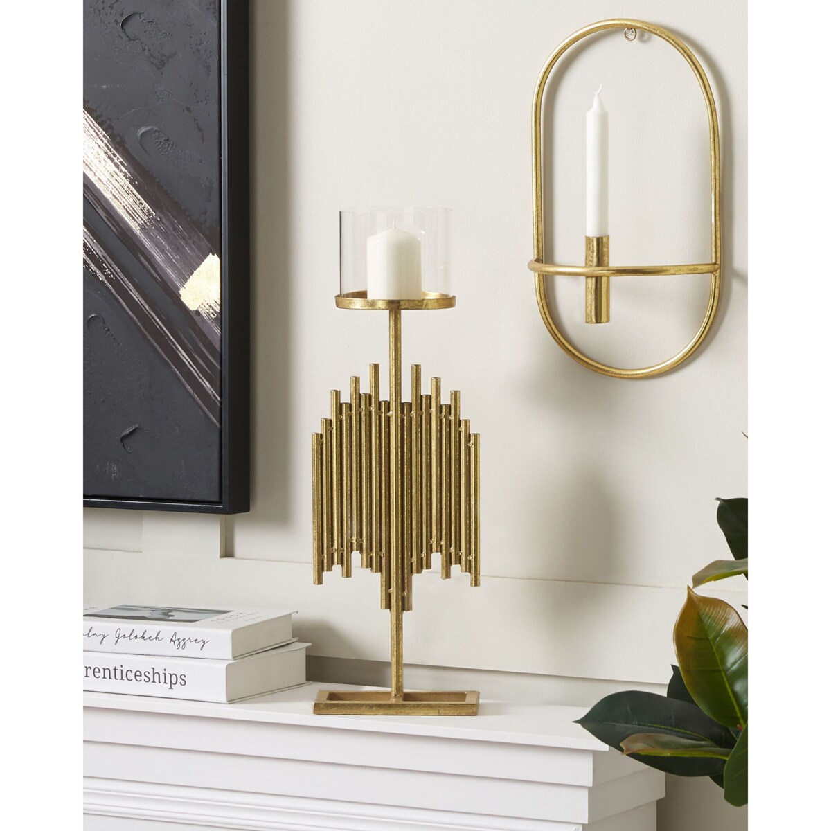 Świecznik metalowy 53 cm złoty NIAS