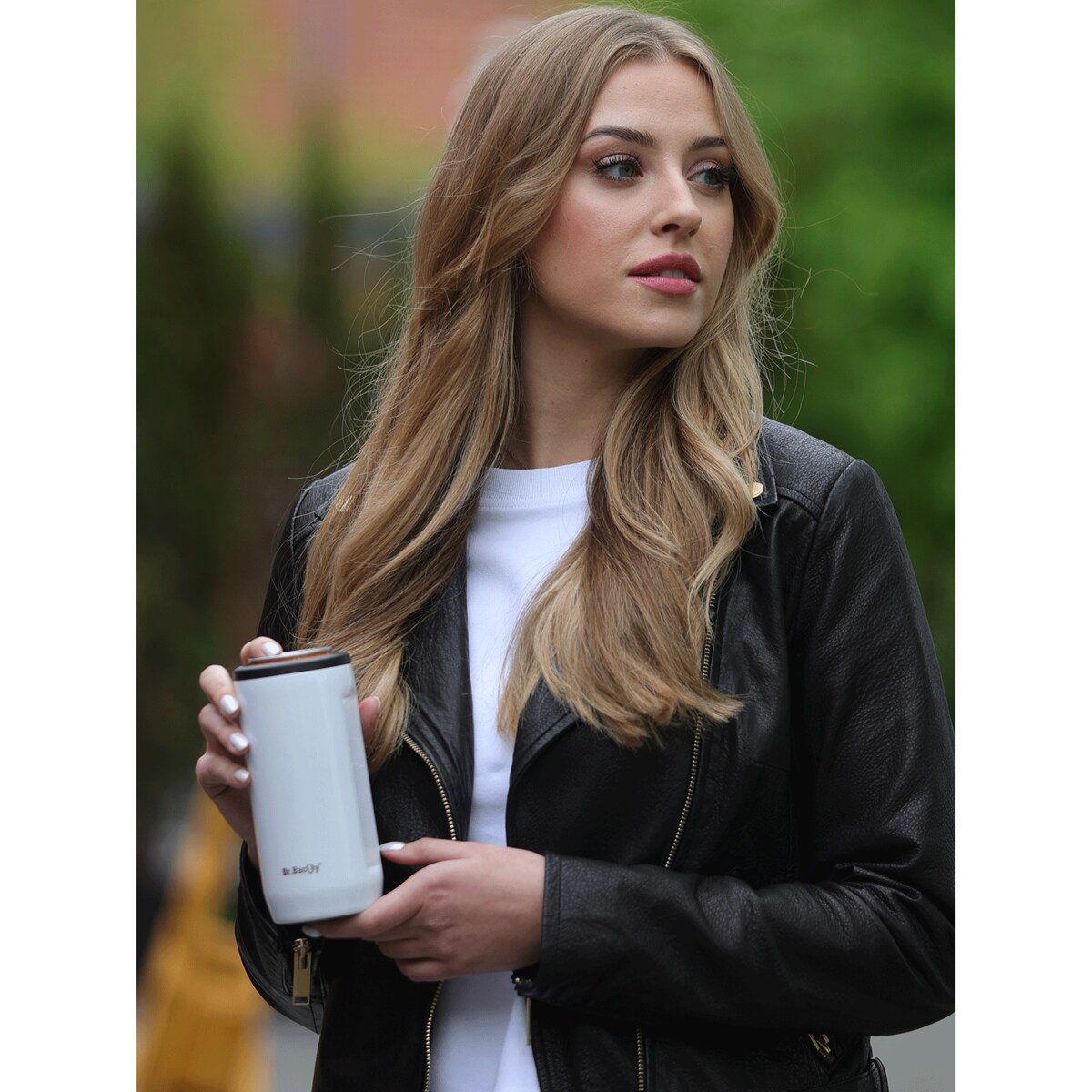 Kubek termiczny na kawę 2w1 Dr.Bacty Notus 360 ml - biały