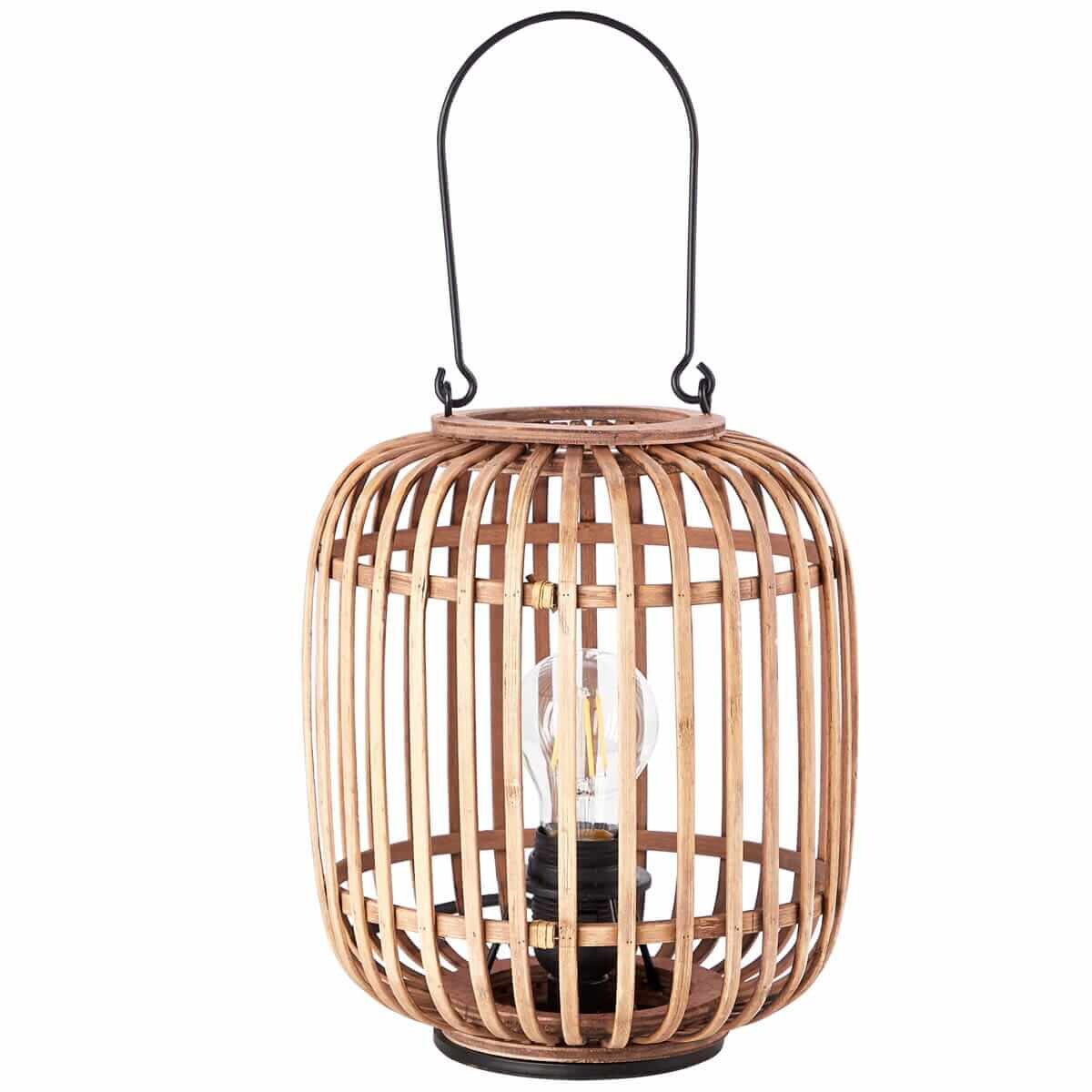 Stojący lampion na stół Woodrow HK18325S28 Brilliant bambus beżowy czarny