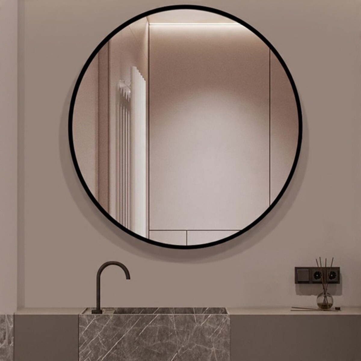 Duże lustro okrągłe industrialne łazienkowe salon sypialnia czarne 70cm