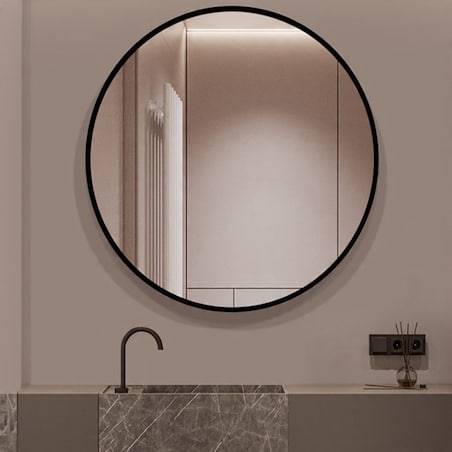 Duże lustro okrągłe industrialne łazienkowe salon sypialnia czarne 70cm