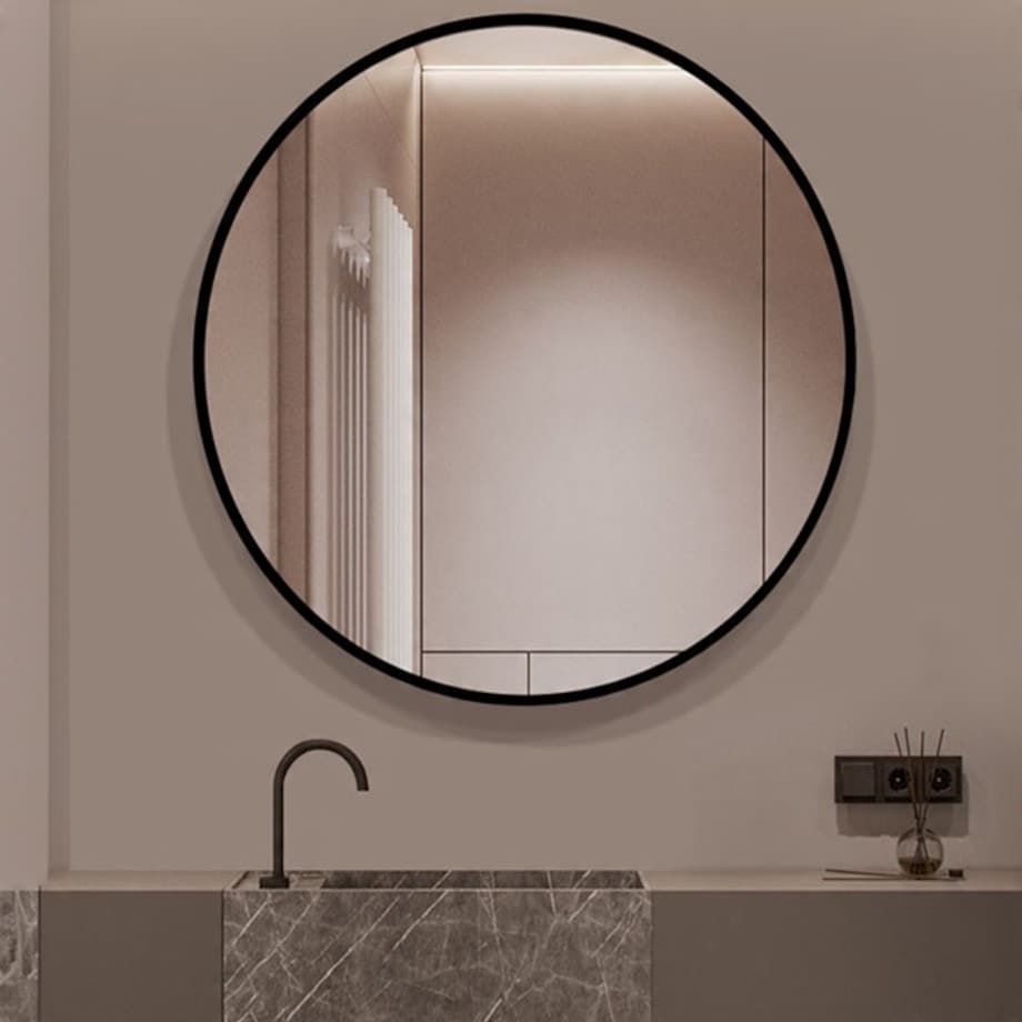 Duże lustro okrągłe industrialne łazienkowe salon sypialnia czarne 70cm
