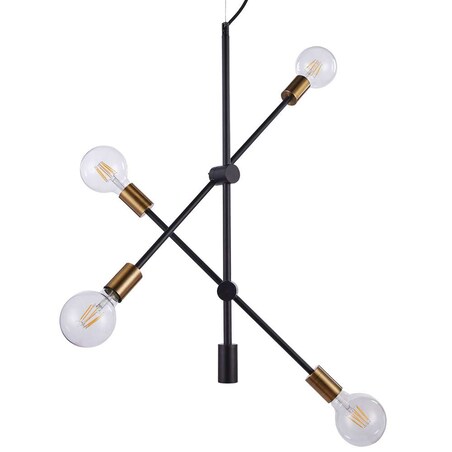 LAMPA wisząca EDMOND MD-BR-262002-D4-G/B Italux metalowa OPRAWA industrialna ZWIS sticks molekuły loft czarne