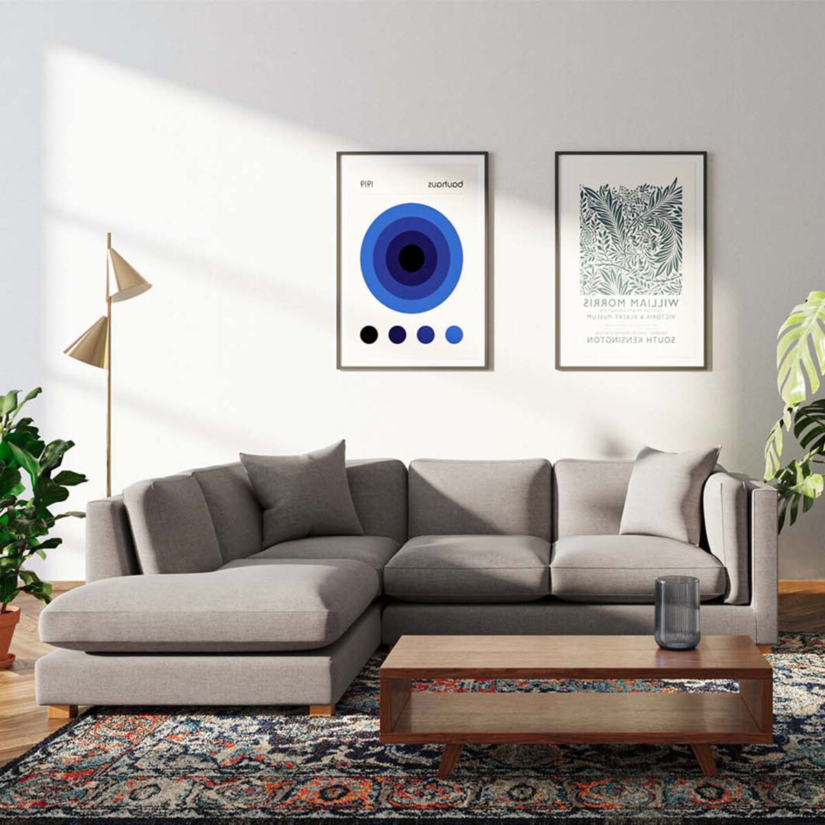 Pomo sofa narożna lewa Jasnoszara