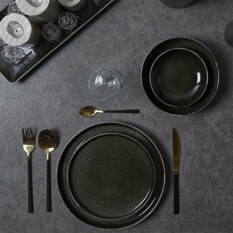 ZESTAW SZTUĆCÓW Cerise 16szt. ZŁOTO-CZARNE stalowe