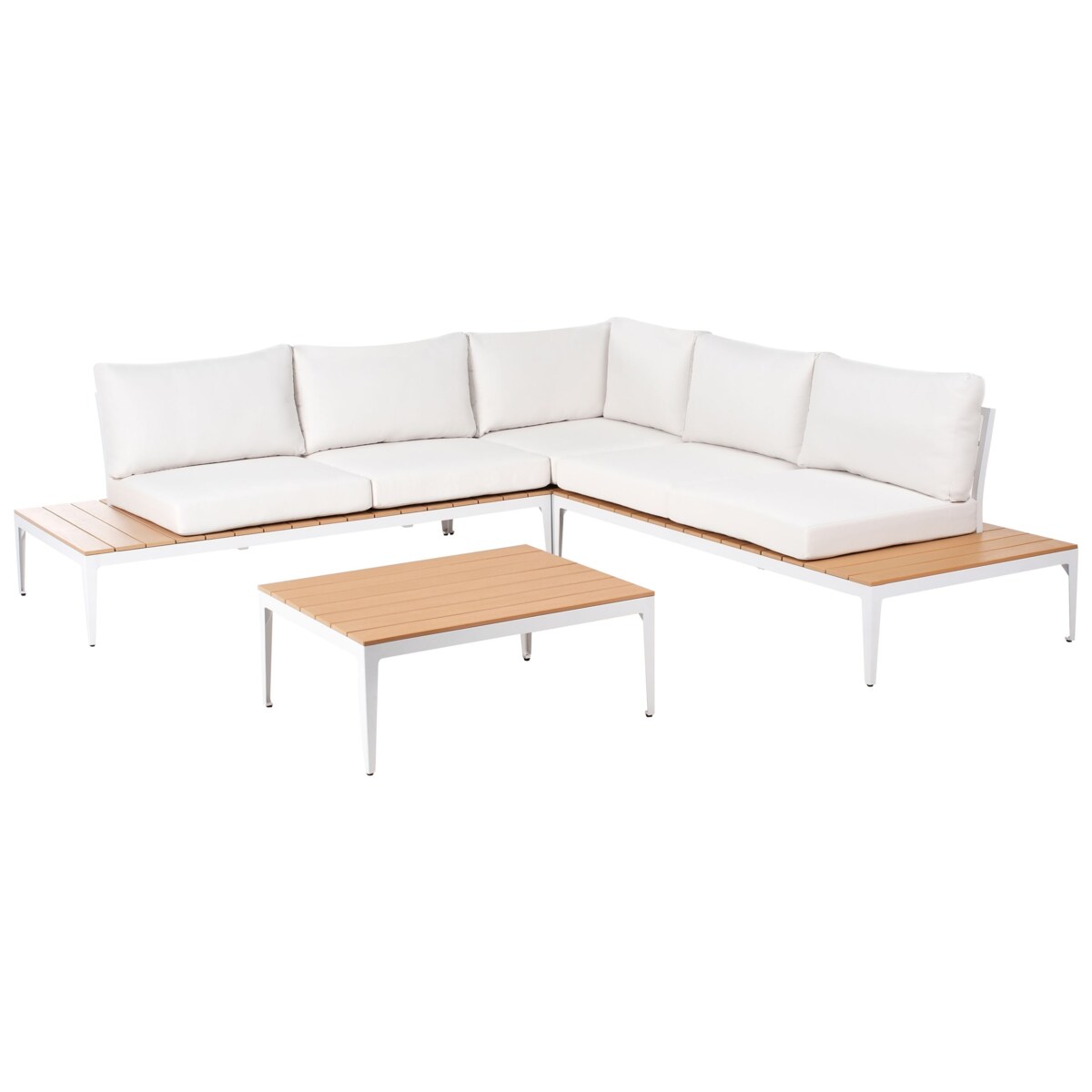 Narożnik ogrodowy ze stolikiem dla 5 osób POSITANO Złamana biel