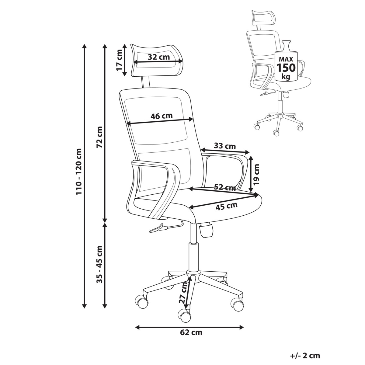 Fotel biurowy Obrotowy MONARCH Jasnoszary