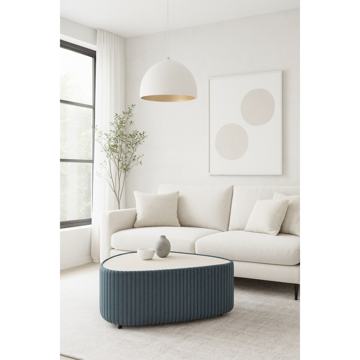 Stolik kawowy tapicerowany MIJA w tkaninie Tilia, grafitowy