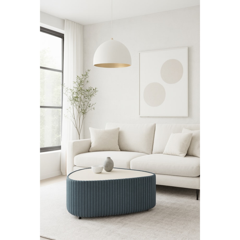 Stolik kawowy tapicerowany MIJA w tkaninie Tilia, grafitowy