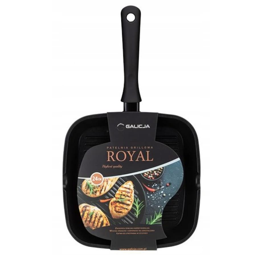 Patelnia grillowa Royal 24 cm do smażenia jedzenia kiełbaski warzywa