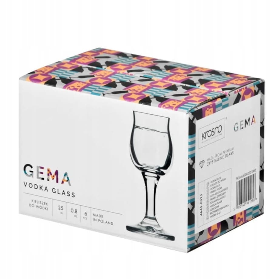 Kieliszki do wódki GEMA KROSNO 6szt 25ml do likieru nalewek na nóżce