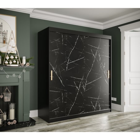Szafa przesuwna Garderoba MARMUR T 180 gł. 62 czarny