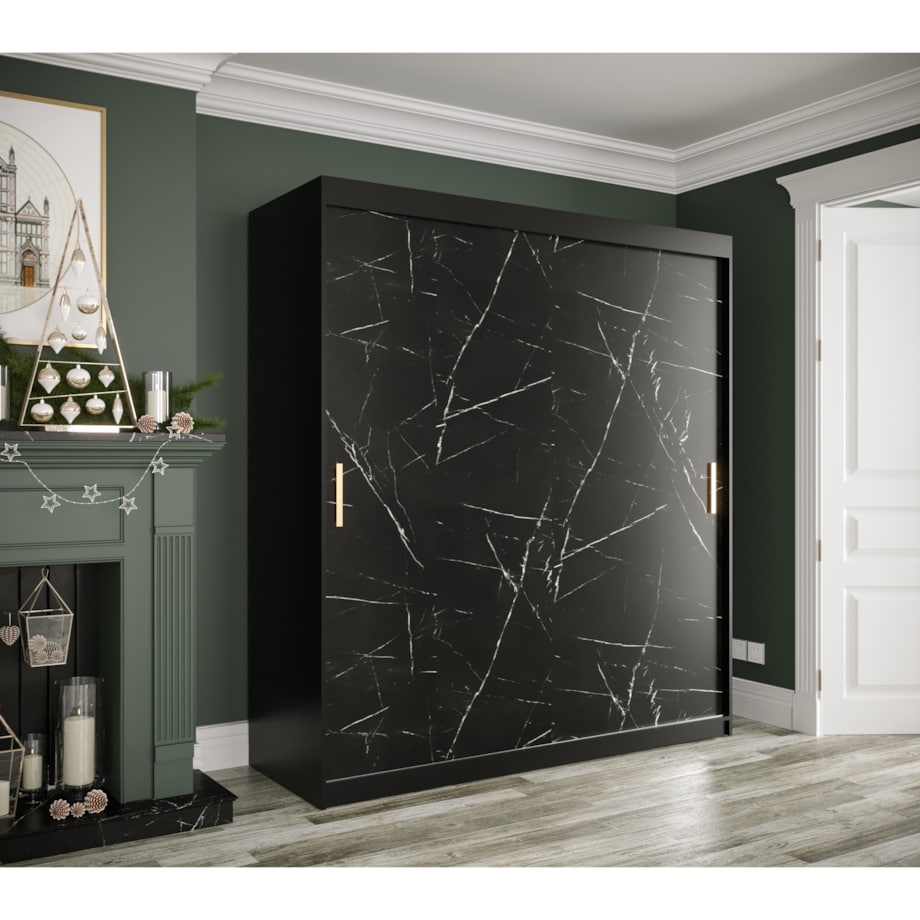 Szafa przesuwna Garderoba MARMUR T 180 gł. 62 czarny