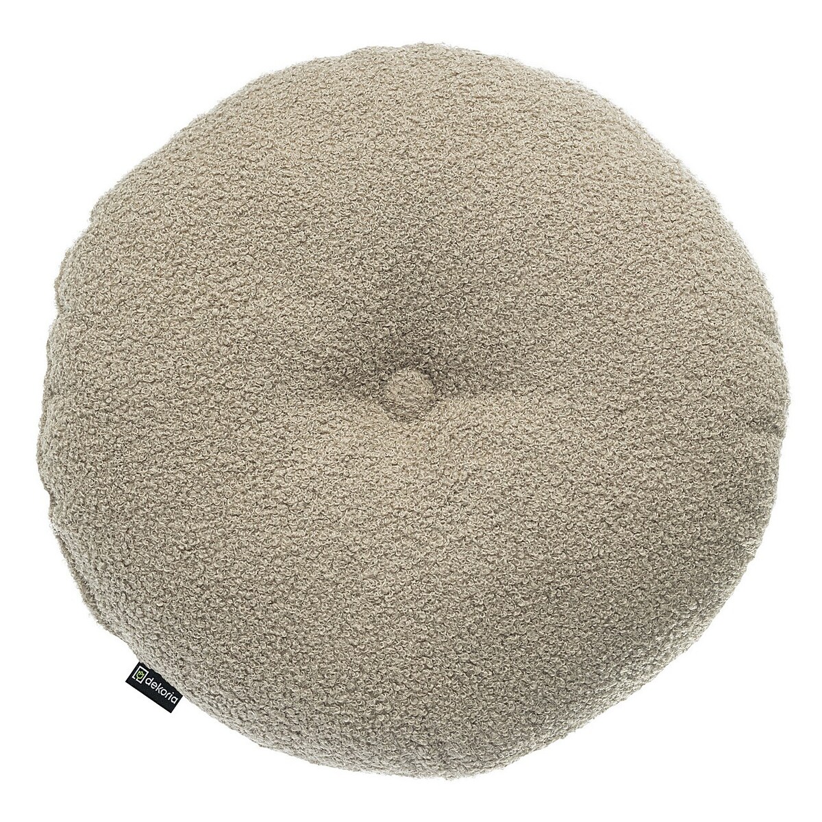 Poduszka okrągła z guzikiem, ciemno beżowa bukla, ⌀37 cm, Boucle Teddy