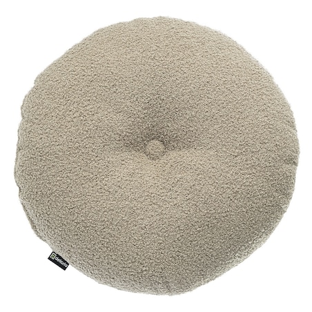 Poduszka okrągła z guzikiem, ciemno beżowa bukla, ⌀37 cm, Boucle Teddy