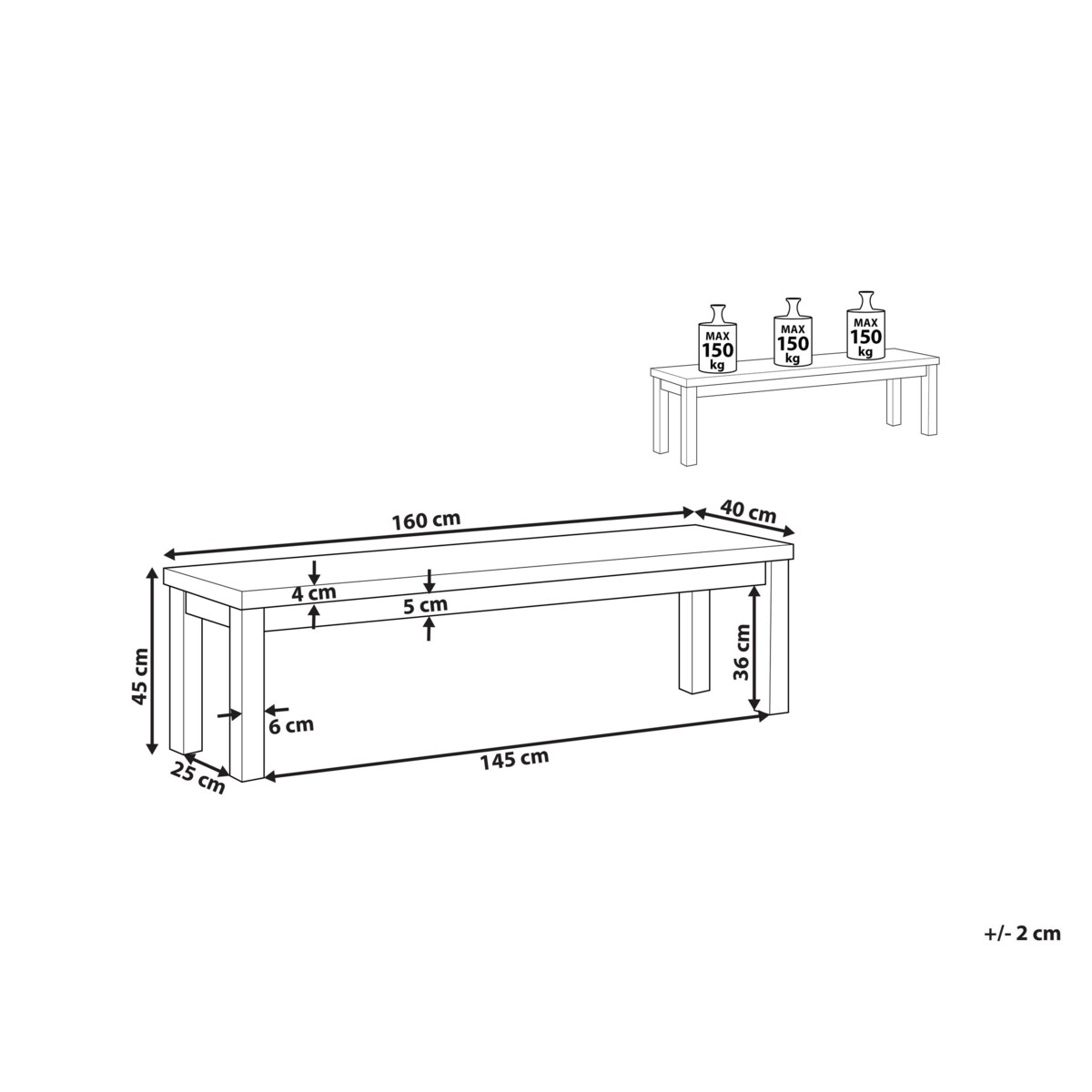 Ławka ogrodowa 160 cm betonowa szara OSTUNI