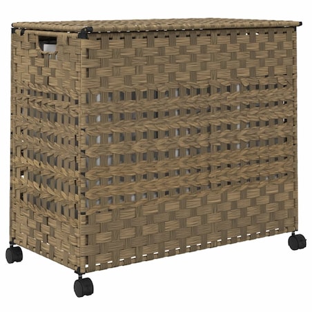vidaXL Kosz na pranie z kółkami, 66x35x60 cm, rattan