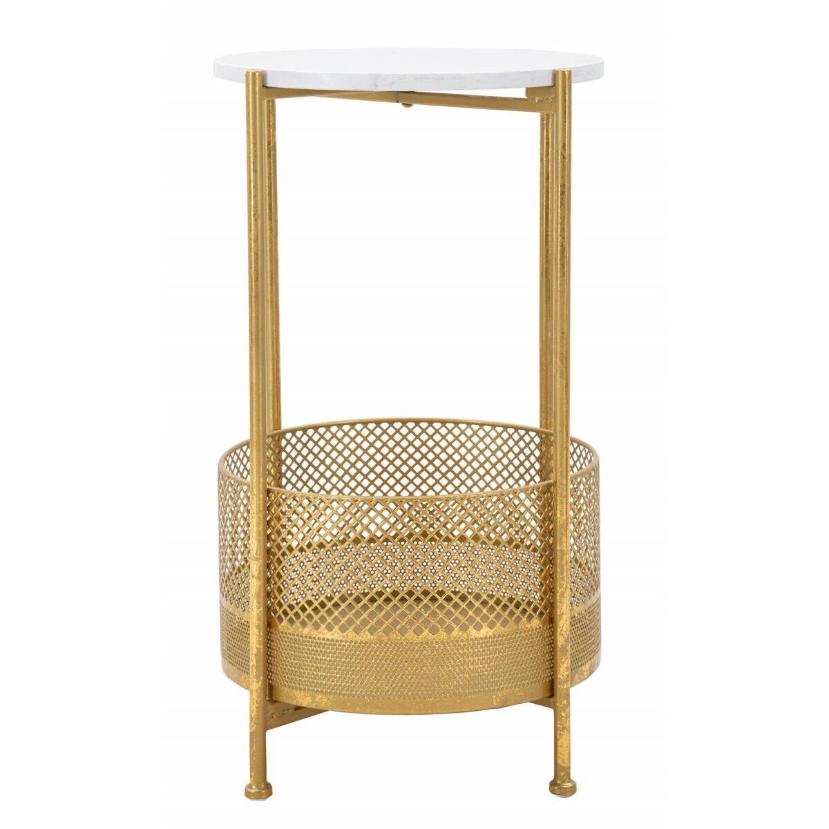 Stolik kawowy z koszem, złoty stelaż, Ø 35 cm