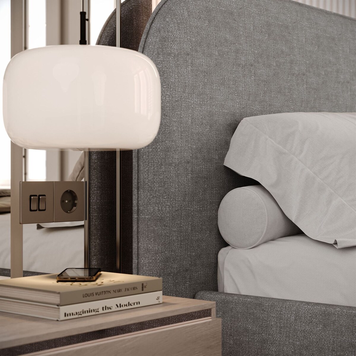 Łóżko tapicerowane OLIMPIA, pojemnik na pościel, s34, 140x200, Perfect Harmony 82