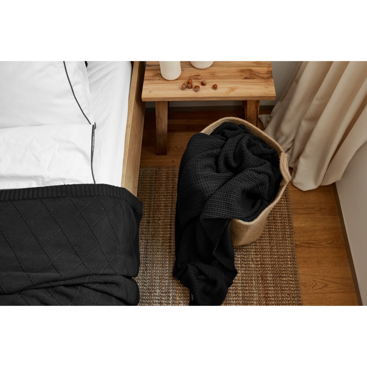 Pled boho czarny, 130 x 160 cm, La Manta