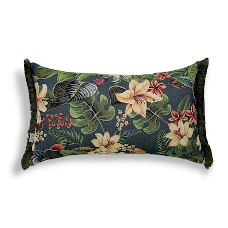 Zielona poduszka dekoracyjna w kwiaty lotosu 50x30