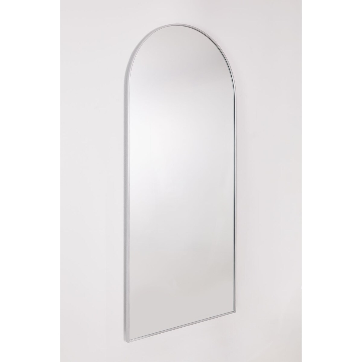 Lustro półowalne w metalowej ramie srebrne 80x180 cm Inys