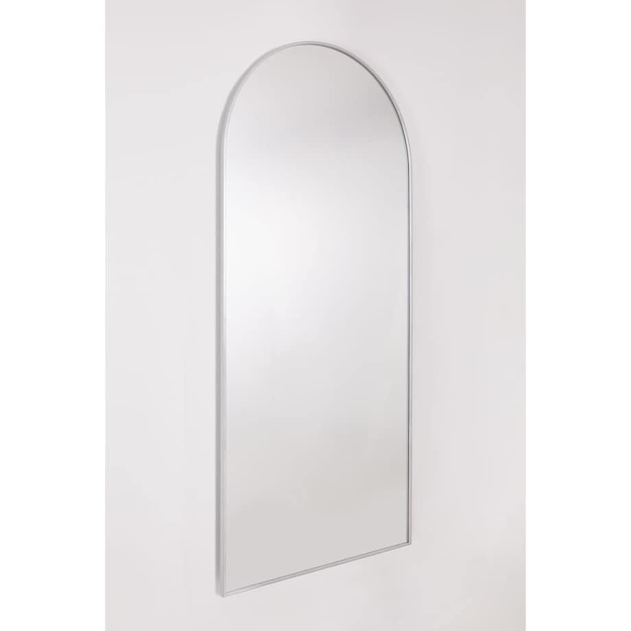 Lustro półowalne w metalowej ramie srebrne 80x180 cm Inys