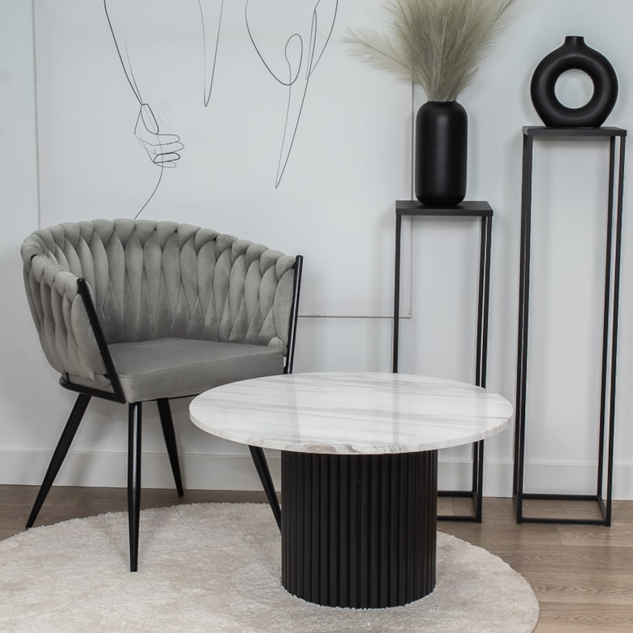 Krzesło tapicerowane do salonu glamour welurowe plecione szare