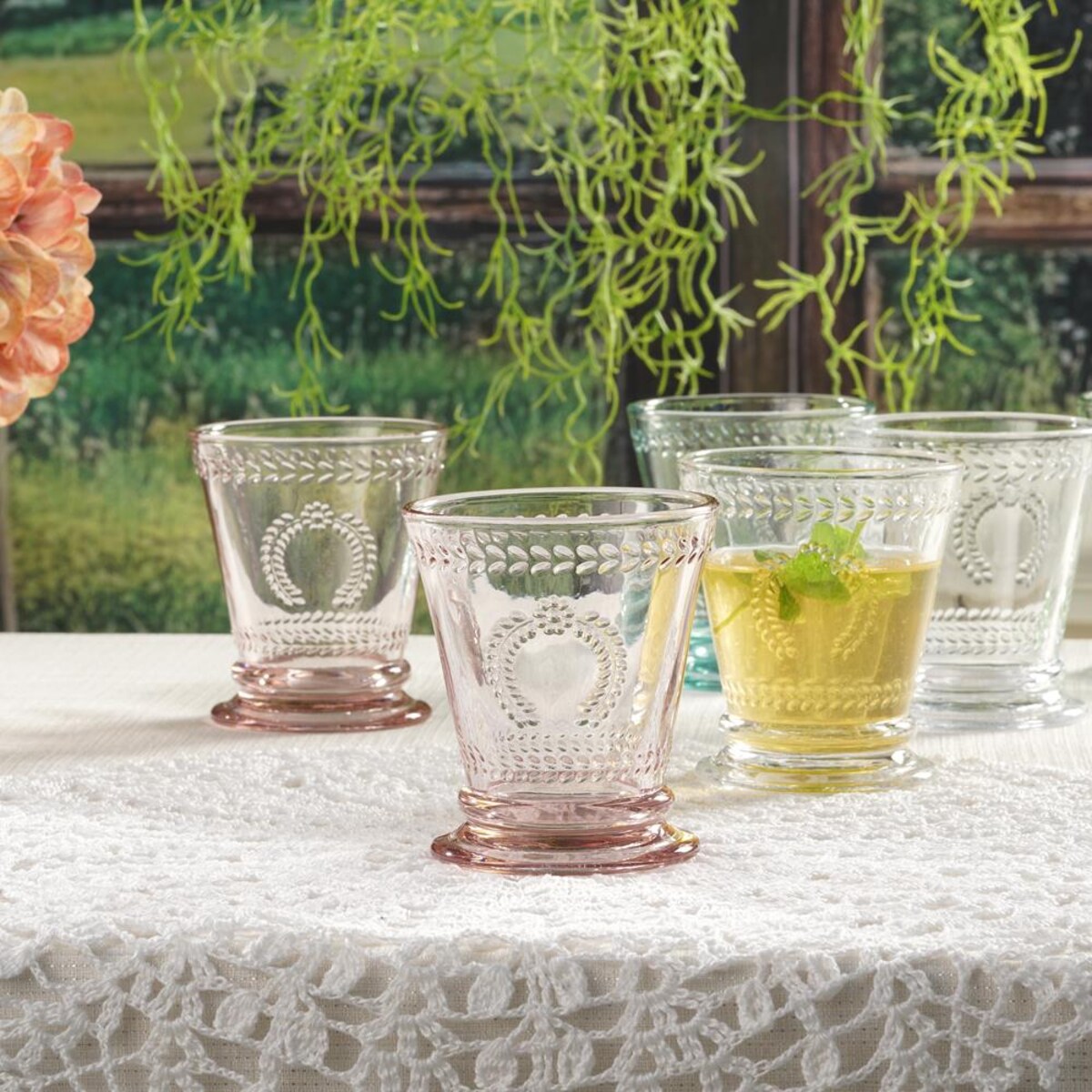 VILLA ITALIA Zestaw szklanek różowych 240 ml 6 sztuk MERIDA