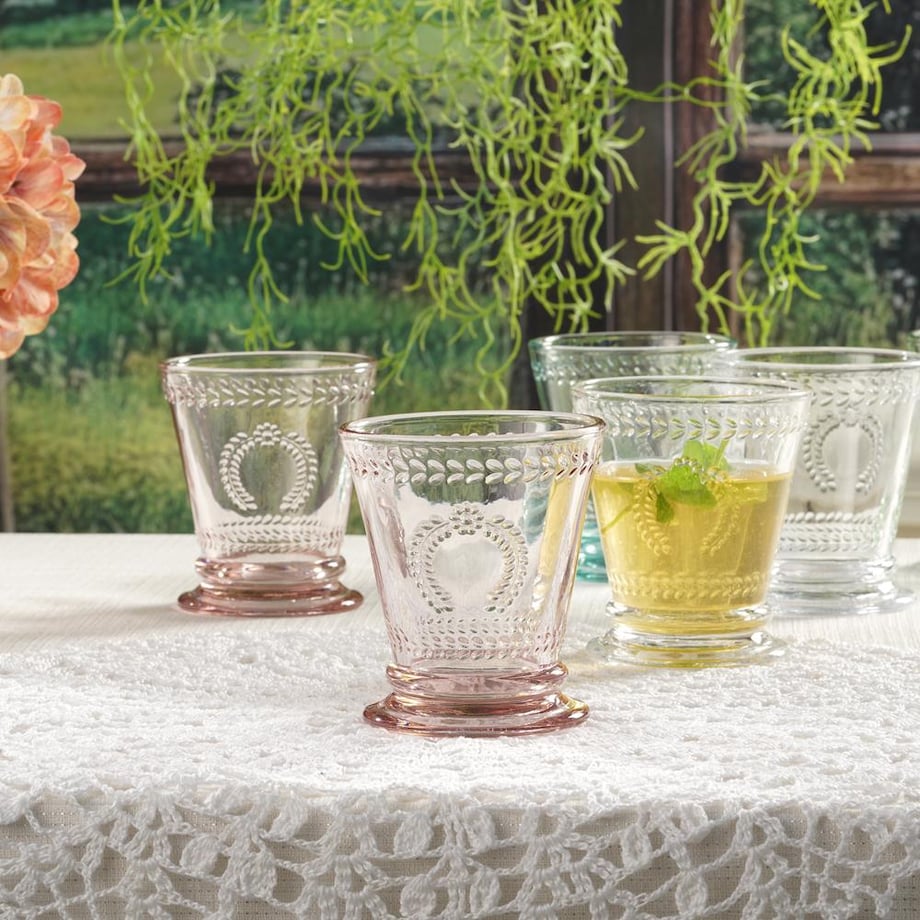 VILLA ITALIA Zestaw szklanek różowych 240 ml 6 sztuk MERIDA