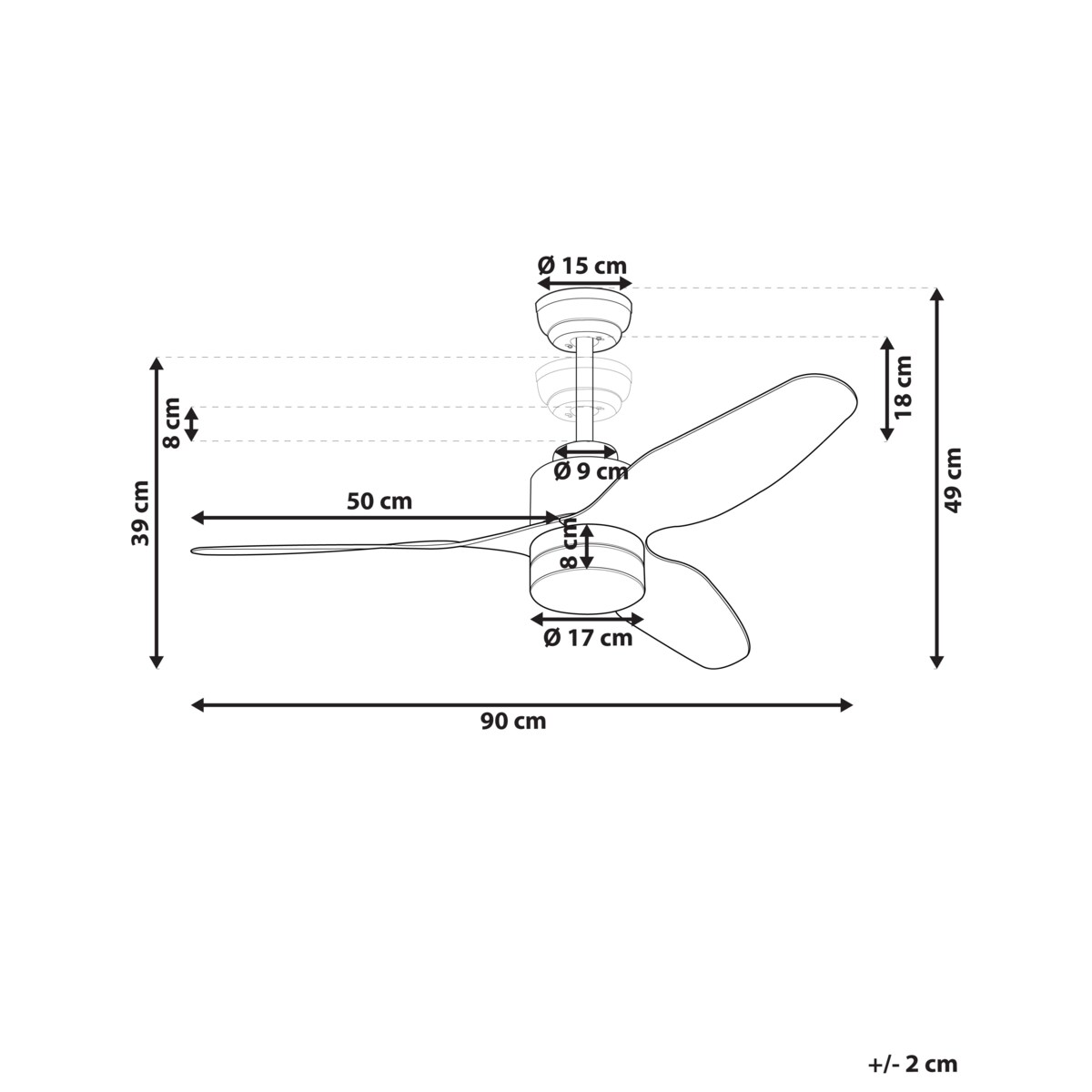 Wentylator sufitowy z lampą ANDERSON Z pilotem Jasnobrązowy