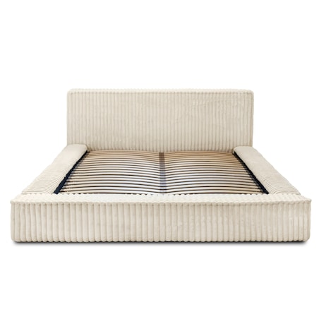 Łóżko ze stelażem i pojemnikiem jasnobeżowe 160x200 cm Golmo