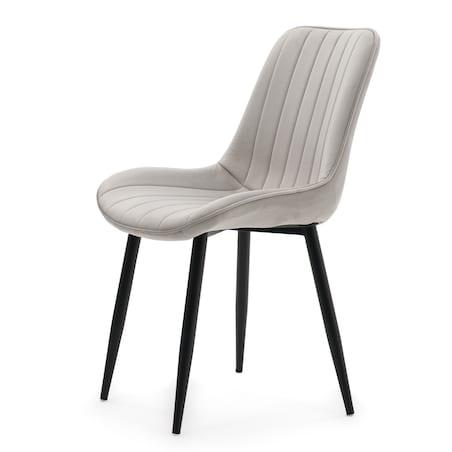 Krzesło welurowe tapicerowane ELVA szare do salonu jadalni na czarnych nogach