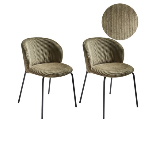 Zestaw 2 krzeseł do jadalni MILES Sztruks Oliwkowy