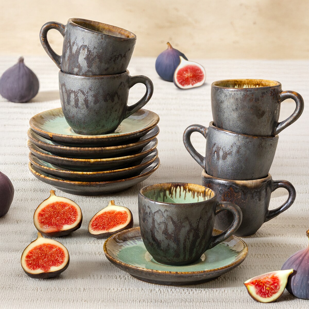 Konsimo PRIMA Filiżanka do espresso ze spodkiem 6 szt., szałwiowy