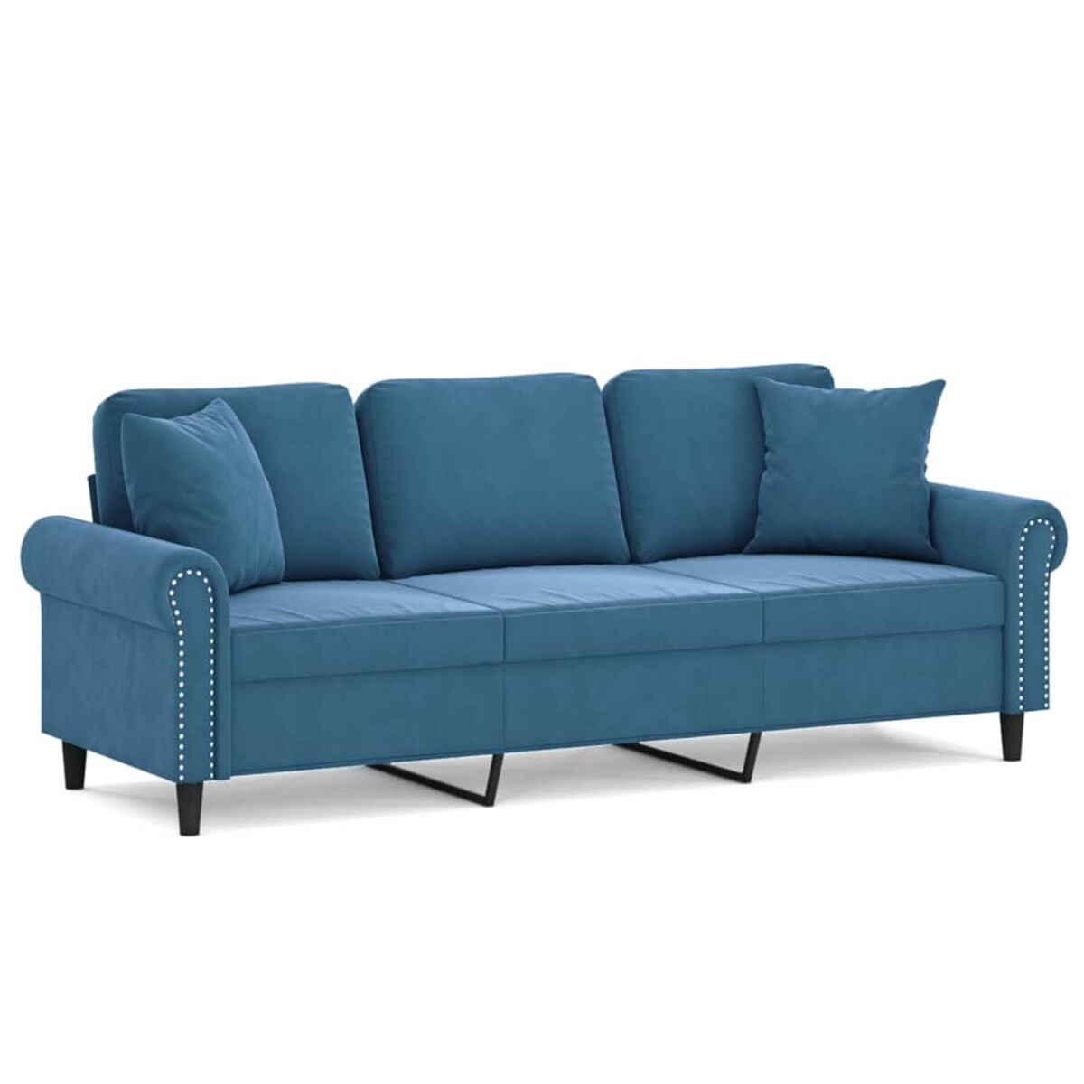vidaXL 3-osobowa sofa z poduszkami, niebieska, 180 cm, aksamit
