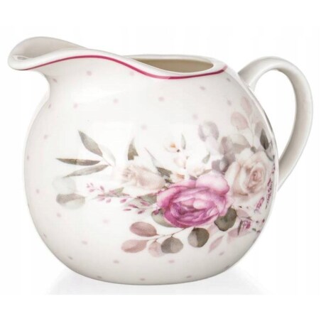 MLECZNIK 250ml ceramiczny w róże kwiaty na mleko sos dzbanek pojemnik