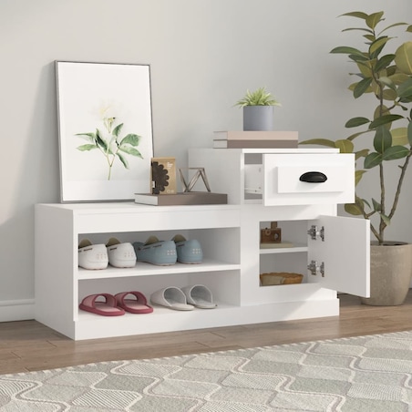 vidaXL Szafka na buty, biała, 100x42x60 cm, materiał drewnopochodny