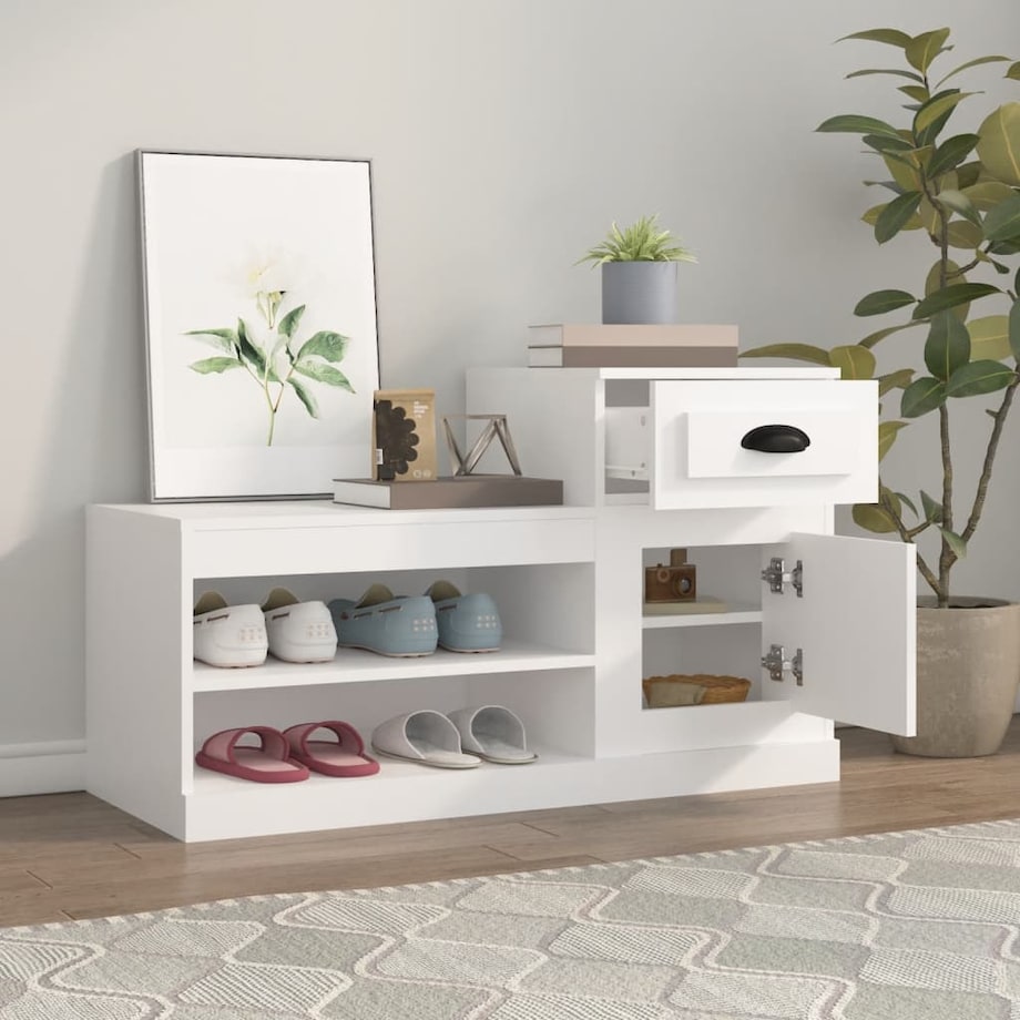 vidaXL Szafka na buty, biała, 100x42x60 cm, materiał drewnopochodny