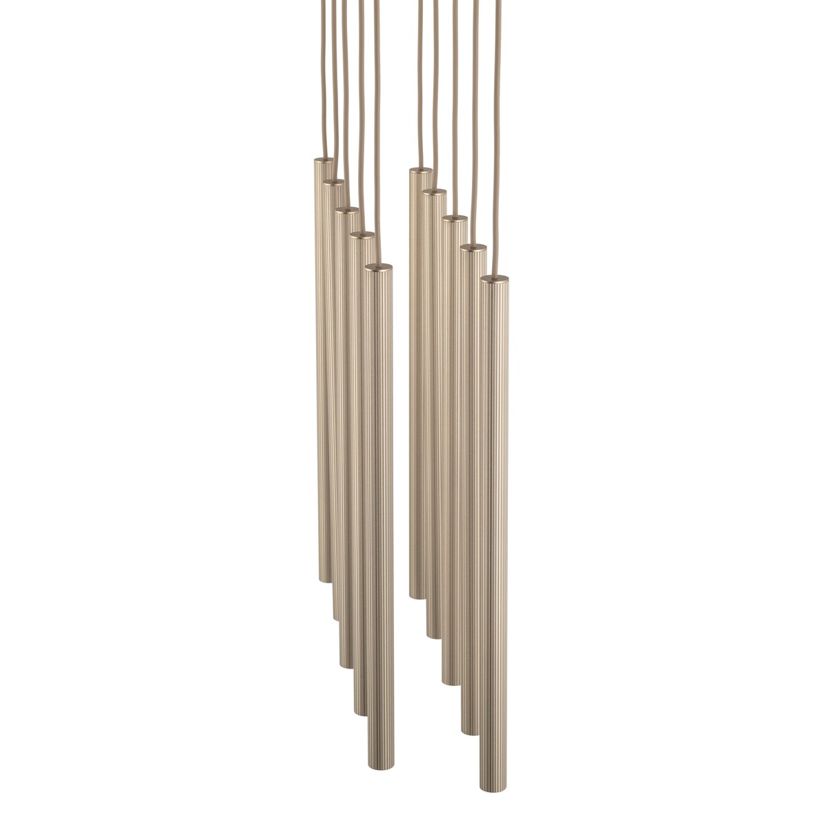 Lampa Wisząca Tk Lighting Ferro Na Listwie Beżowa Szampański Ryflowana Metalowa Tuba Sopel Rurka 10X G9