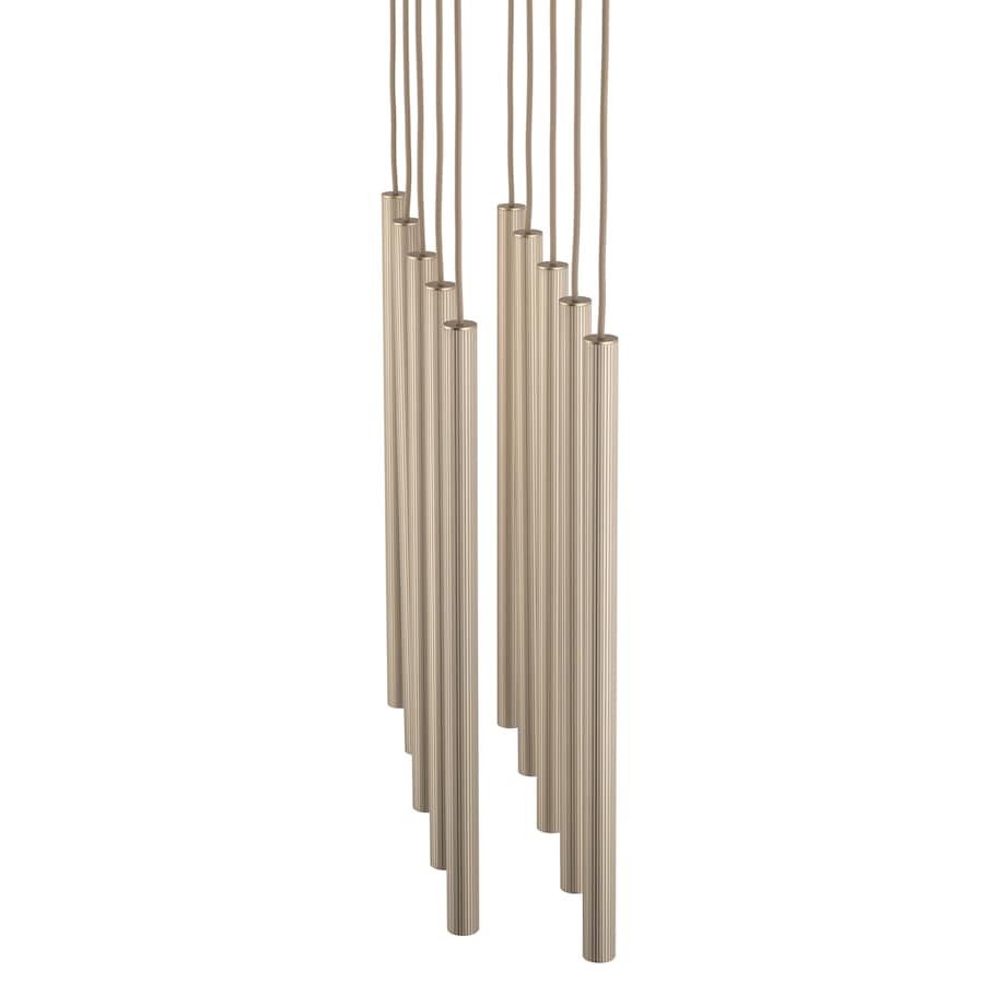 Lampa Wisząca Tk Lighting Ferro Na Listwie Beżowa Szampański Ryflowana Metalowa Tuba Sopel Rurka 10X G9