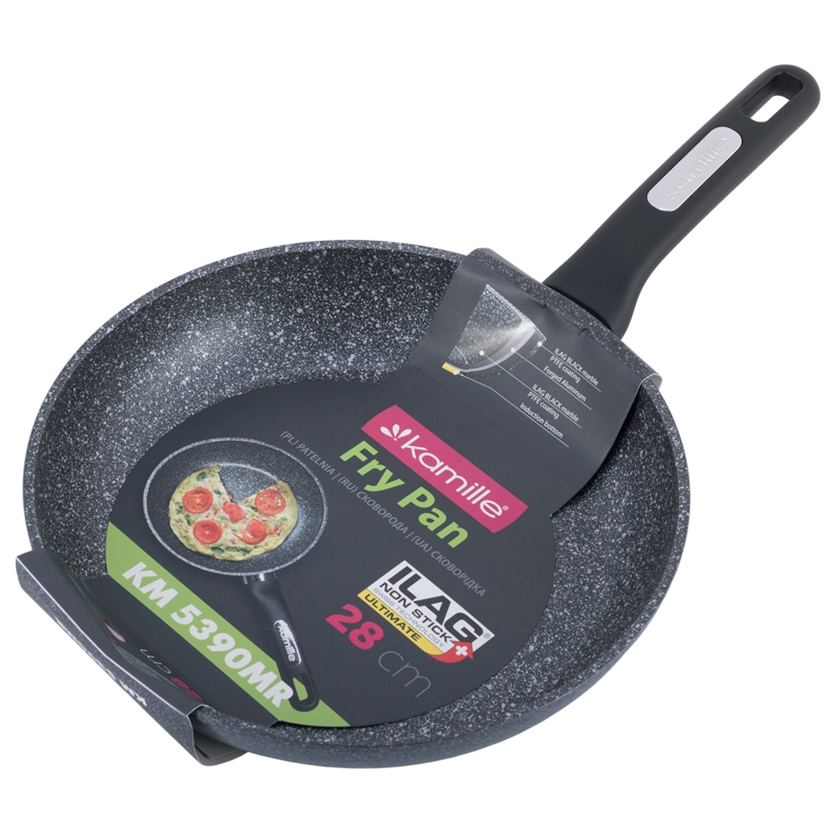 Patelnia marmurowa gruba nieprzywierająca 28cm KAMILLE