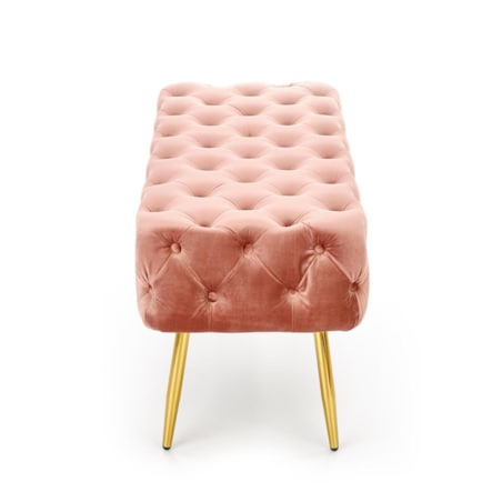 ŁAWKA TAPICEROWANA Nate różowa PIKOWANA złote nóżki