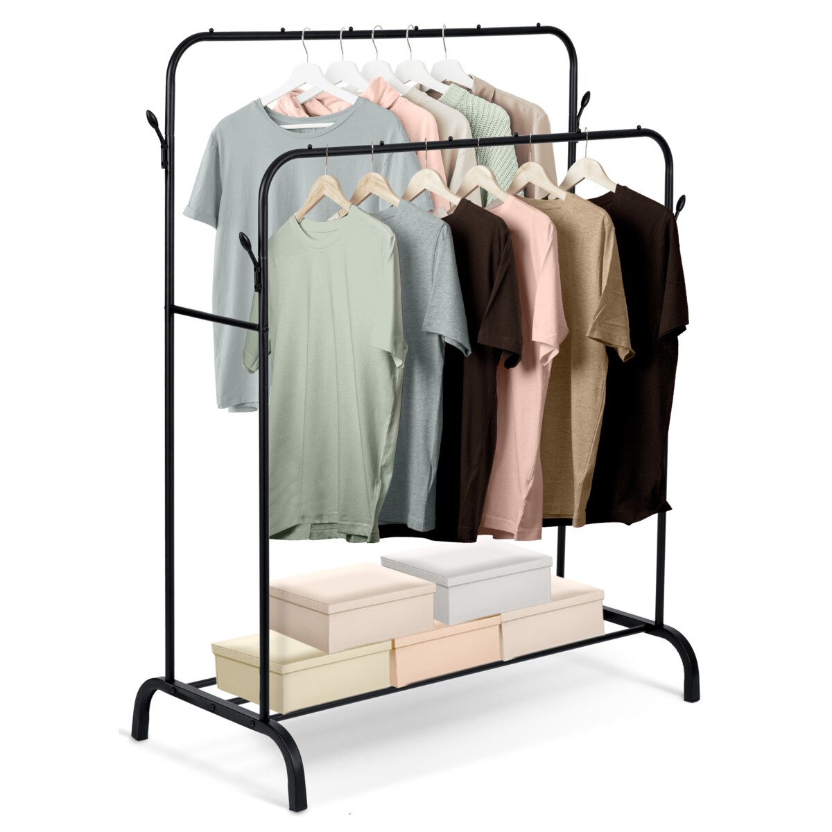 Wieszak na ubrania stojący stojak podwójny mocny Massido