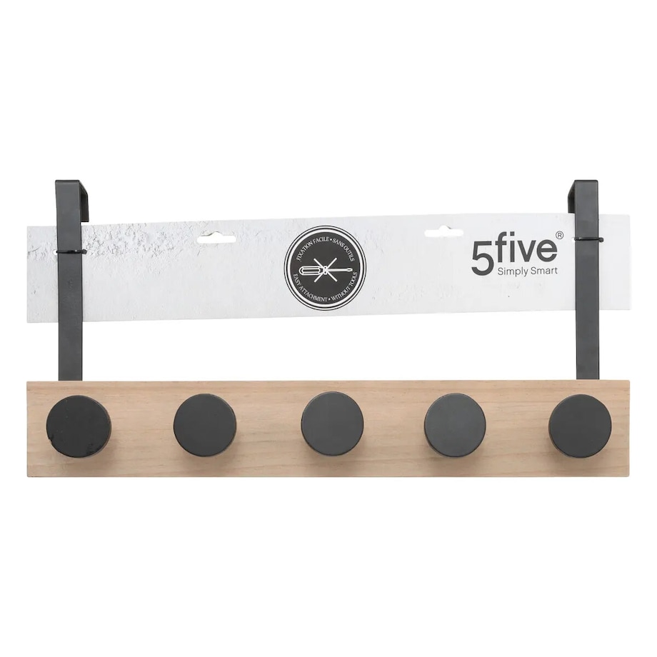 Wieszak na drzwi z 5 metalowymi haczykami, 50 cm