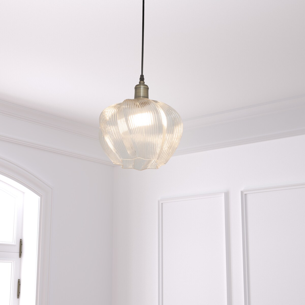 Lampa wisząca szklany klosz PHYLAS kwiat, Ø 27,5 cm