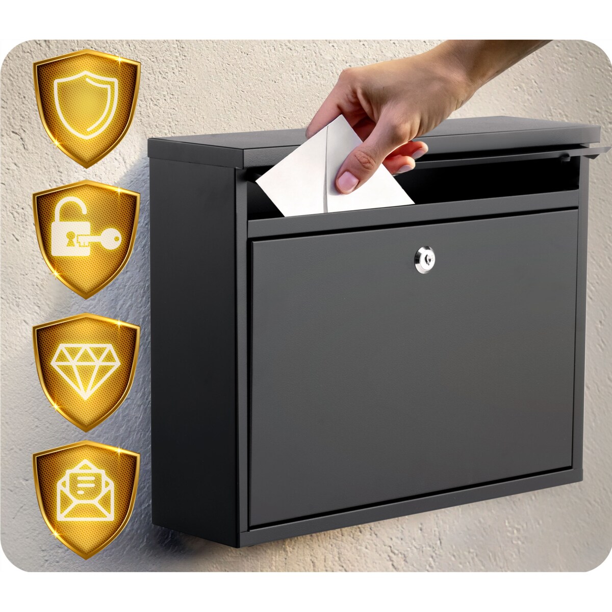 Skrzynka na listy Humberg pocztowa na bramę ogrodzenie czarna stalowa