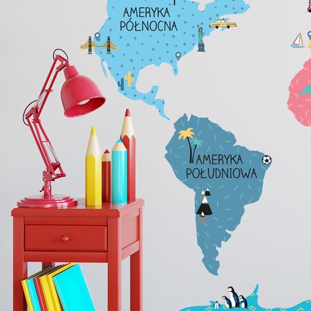 Naklejka na ścianę Mapa świata kolorowa L