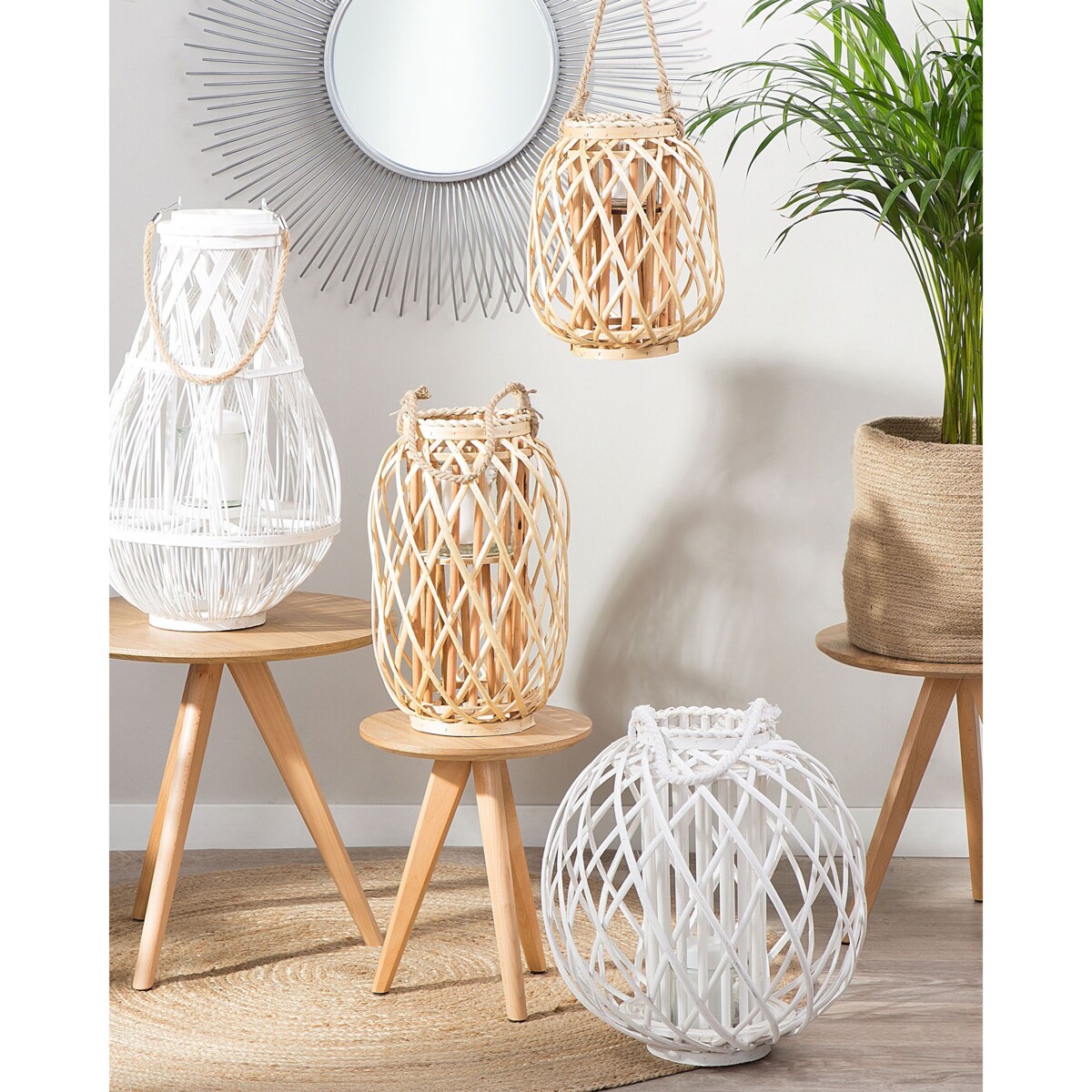 Lampion drewniany 30 cm naturalny MAURITIUS