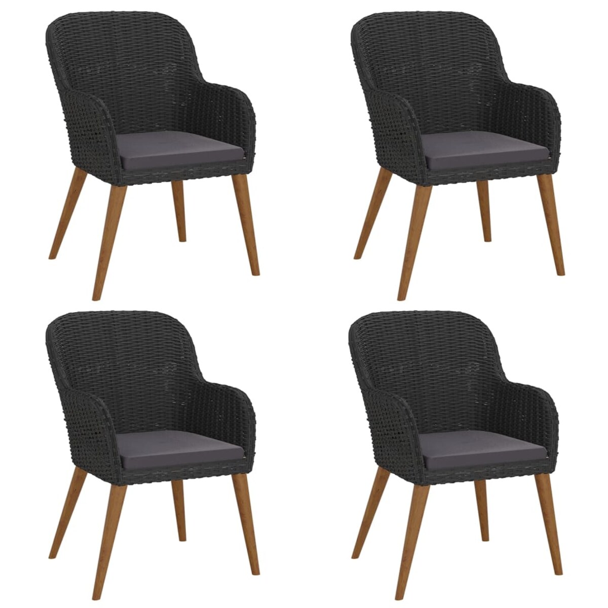 vidaXL 5-częściowy zestaw mebli ogrodowych z poduszkami, czarny